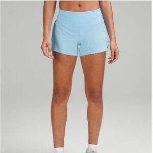 Lululemon Light Blue Mid-Rise Speed Up Shorts, Size 4